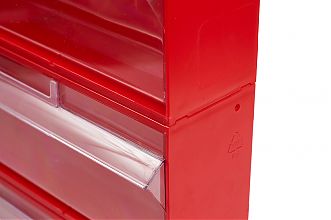 Короб откидной F-300-2, 300х97х112мм, красный, прозрачный