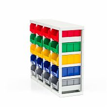 Стеллаж с направляющими V3-20 стационарный, односторонний, 20 ячеек с ящиками