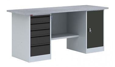 Двухтумбовый металлический верстак ВП-4Т (Графит)