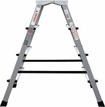 Стремянка двухсторонняя стальная с алюминиевыми ступенями и площадкой 350х260 мм NV2140.6