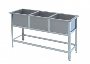 Ванна моечная двухсекционная цельнотянутая ВМЦ 1200x500x860 Нержавеющий каркас