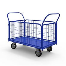 Тележка платформенная с сетчатыми бортами ТС 4 (600х1200) г/п 550 кг.200 черная резина