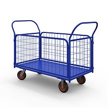 Тележка платформенная с сетчатыми бортами ТС 5 (700х1200) г/п 600 кг.160 литая протекторная резина